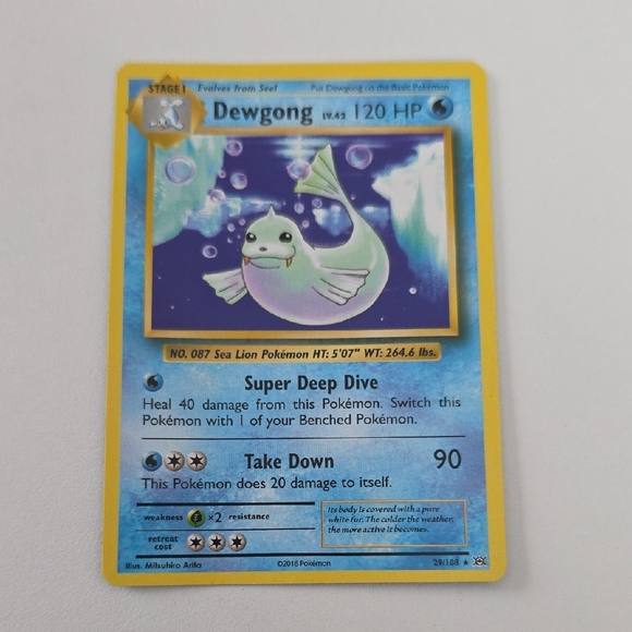 Pokemon Other - Pokemon Dewgong Trading Card - Blue and Yellow